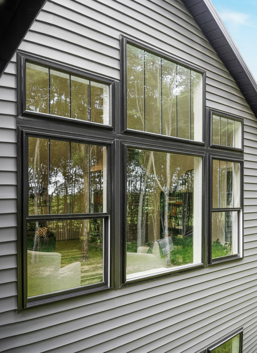 White replacement slider window with internal grids