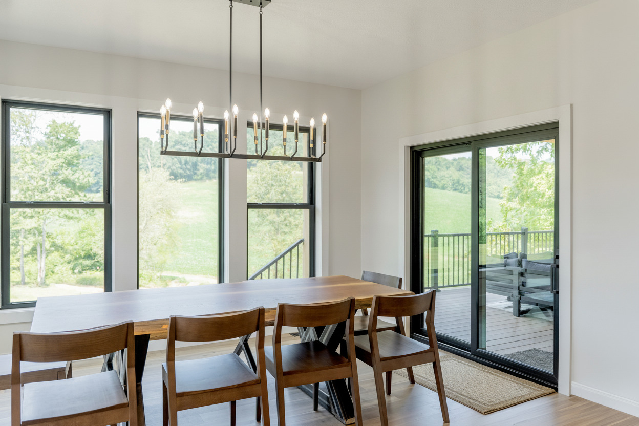 Coal black vinyl casement and slider replacement windows with internal grids